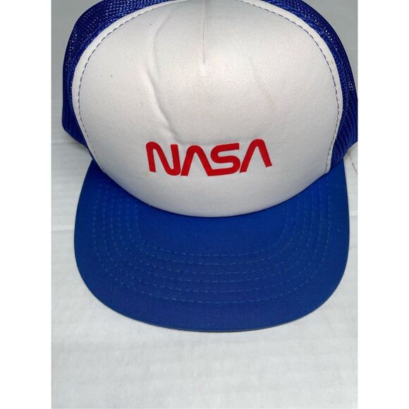 Vintage NASA‎ Hat Cap Snapback Mesh Red White Blue Space A55 - Picture 2 of 4